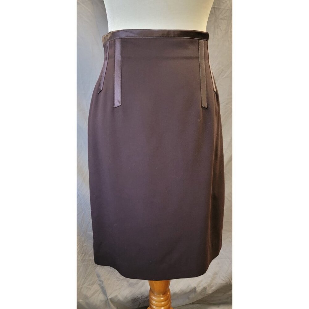VINTAGE BROWN ESCADA PENCIL SKIRT size 42 -us size 6 - Picture 4 of 7
